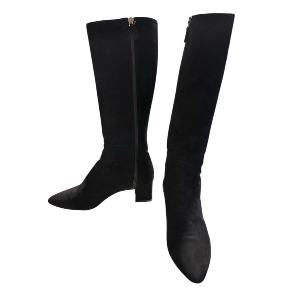 Aquatalia Women's Black Suede Size 8 Knee-High Riding Boots - Picture 3 of 12